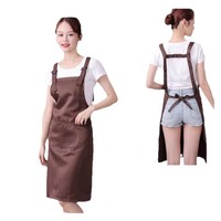 Tablier imprimé en polyester pour la restauration, restaurants de hot pot, pâtisseries, unisexe, bretelles, couleur unie, anti-salissures, vêtement de travail