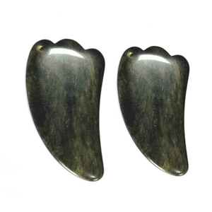 Masseur facial en jade, planche Gua Sha en obsidienne dorée, outil de massage facial - Product Image 6