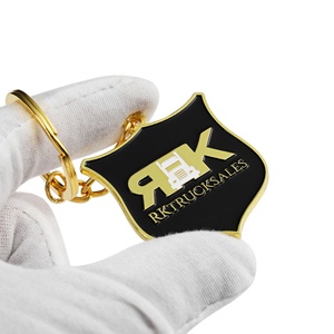 Porte-clés personnalisé avec logo, en alliage de zinc, or et argent, émail 3D, lettres et mots magiques pour entreprise - Product Image 2