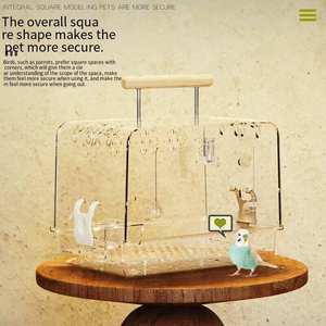 Zaino pappagallo in acrilico con chiusura a cerniera in stile classico gabbia per uccelli portatile per il trasporto sulla spalla o sulla schiena - Product Image 3