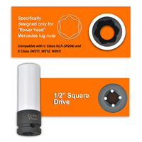 4 pièces 1/2" DR. Jeu de douilles à chocs profondes pour écrous de roue à paroi mince 17mm 17mm 19mm 21mm CR-MO