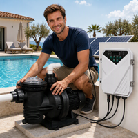 Bomba de Circulación Híbrida Solar para Piscina de 1.6HP, 27m³/h, Entrada y Salida de 3 Pulgadas, con Inversor