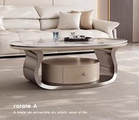Table basse de luxe moderne haut de gamme au design créatif et minimaliste, plateau en pierre pour salon