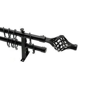 Tige <span class=keywords><strong>double</strong></span> pour rideau extensible, simple et forte, <span class=keywords><strong>noir</strong></span>, 2 m, support avec barre de rideau ajustable - Product Image 4
