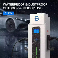 Chargeur de véhicule électrique triphasé 2x22kW à montage au sol, connecteurs OCPP1.6J Type1/Type2/GB/T, câble de 5m, écran LCD de 5 pouces, éclairage LED, WiFi/4G