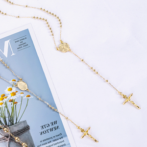 Collana di gioielli religiosi di moda all'ingrosso placcato in oro 18 carati gesù su croce pendente collana rosario Hiphop - Product Image 5