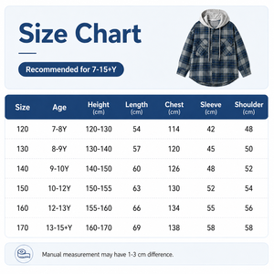Chemise-veste à carreaux à capuche pour garçons 2026, en mélange de coton, décontractée, boutonnée, pour enfants et adolescents, style shacket, vêtement d'extérieur superposé - Product Image 6
