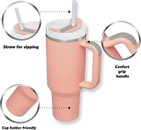 Vaso de Viaje Personalizado de 40 oz, Taza de Café de Acero Inoxidable de Doble Pared, Vaso Térmico Estándar de Metal con Asa