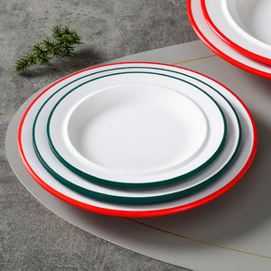 Assiettes en mélamine, assiettes rondes en plastique, durables, couleur unie, pour aliments, café, thé - Product Image 1