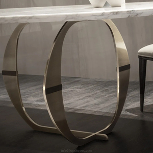 Modern Luxury <b>Dining</b> <b>Table</b> Set Oval Dinning Room Furniture <b>White</b> Marble Top Dinning <b>Table</b> With 6 Chairs UP-010 Dinning <b>Table</b> Set - Product Image 3