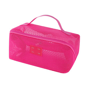 Vente en gros de sacs de <span class=keywords><strong>maquillage</strong></span> en maille écologique avec poignée souple sacs à main de rangement de cosmétiques personnalisés pour femmes cadeaux promotionnels multicolores - Product Image 4