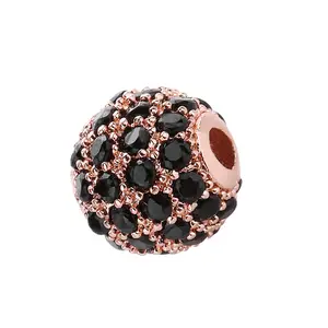 New 8MM Round Zircon Ball Beads for Bracelet Charms High Quality Metal Micro Rhinestone Bead For Jewelry DIY Making