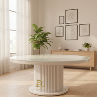 Table de salle à manger ronde classique de luxe, table en verre avec plateau en acier inoxydable blanc, table de banquet de mariage, table d'événement