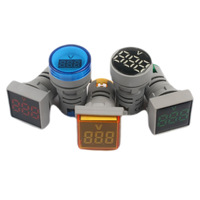AC50-500V 22mm Tampilan Digital LED Pengukur Tegangan Bulat dan Persegi Indikator Lampu Voltmeter AC