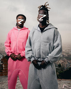 Комплект из 2 предметов: спортивные брюки-джоггеры и худи оверсайз из 100% хлопка (футер), однотонный, без принта, для индивидуального дизайна - Product Image 3