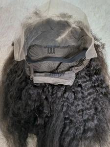 Perruque de <span class=keywords><strong>cheveux</strong></span> humains LetsFly en gros, pré-épilée, avec baby hair, style Yaki, 13*4, perruque frontale complète en dentelle, noire, <span class=keywords><strong>cheveux</strong></span> raides crépus - Product Image 4