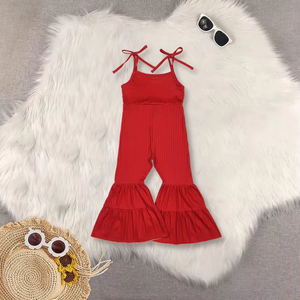 ชุดรอมเปอร์ทรงกระดิ่งแบบผูกสายสำหรับเด็กผู้หญิงในฤดูร้อนที่เป็นมิตรกับสิ่งแวดล้อมและสวมใส่สบาย - Product Image 4