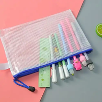 Pochette de rangement en maille PVC à fermeture éclair, format A4, pour documents, carnets, stylos et cartes de visite, directement de l'usine