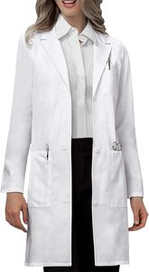 Telas de hospitales para uso prolongado de manga larga de algodón polivinílico Durable Bata de laboratorio Bata médica Blanco Unisex Batas de laboratorio Uniforme - Product Image 3