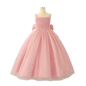 Vestido de Verano para Niñas con Bordado Floral, Cuello Redondo de Satén y Lazo, para Fiestas Formales y Bodas - Product Image 2