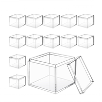 Boîtes en Acrylique Transparentes, Petites Boîtes à Bijoux Carrées en Plastique, Mini Récipients Cubiques avec Couvercles pour Bonbons et Bijoux