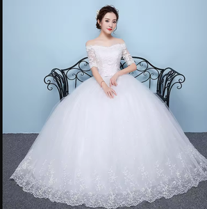 NDC10096 Vestido de <span class=keywords><strong>Novia</strong></span> de Estilo Moderno, Económico, Delgado, Estilo Princesa, Largo hasta el Suelo, con Hombros Descubiertos, Talla Grande 3XL, para Mujer - Product Image 5