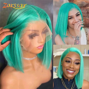 Peluca de <span class=keywords><strong>cabello</strong></span> humano Bob corto al por mayor, peluca de color de encaje brasileño de visón de 8-14 pulgadas, peluca Bob con cierre frontal de encaje sin pegamento para mujeres negras - Product Image 2