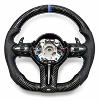 Setir Kemudi Kulit Hitam Custom Berbahan Serat Karbon untuk BMW F80 F10 F11 F20 F30 M3 Sports Desain 3 Palang 35mm 40mm Aksesoris Grip