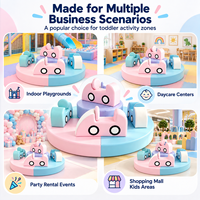 Manège doux pour enfants, thème voiture de dessin animé pastel, équipement de jeu intérieur pour tout-petits, matériel de location pour centre