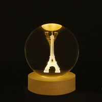 Lampe de nuit boule de cristal 3D décoration boule de cristal lumineuse système solaire veilleuses à led