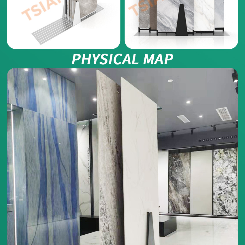 Tsianfan Custom Orbital Sliding Stand Porcelain Marble Panel Push-Pull Sintered Stone Rack Slab Tile Granite Display Showroom