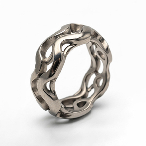 Maßgefertigter 3D-Gedruckter Leichtgewichtiger Modischer Ring Additive Fertigung mit Polierter Oberfläche Biomimikry-Stil Schmuck - Product Image 6