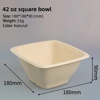 Saladier carré de canne à sucre jetable biodégradable 24oz 32oz 40oz