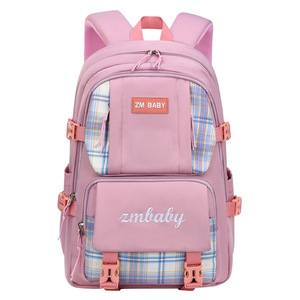 Zm Baby Student <b>Backpack</b> For Girls 18 In Plaid Design Large Capacity School Bag <b>Lightweight</b> Casual Style - Product Image 5