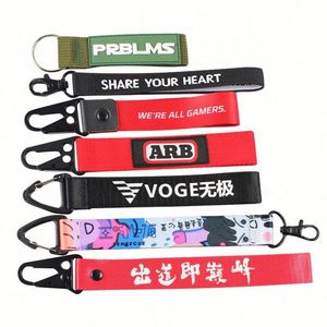 Llavero promocional personalizado con logo bordado negro, para motocicleta, aviación, escalada, con mosquetón y etiquetas de nailon. - Product Image 6