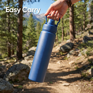 Bouteille d'eau isotherme en acier inoxydable de qualité alimentaire avec paille et bec verseur, double mode de consommation, anti-fuite, pour voiture, portable, voyage en extérieur - Product Image 2