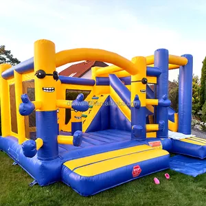 2024 geser combo tiup bouncy jumping castle traktor dengan slide luar ruangan