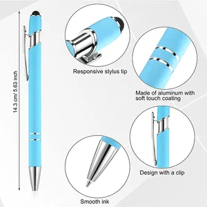 Promotionele Goedkoopste Aluminium Balpen Stylus Pen Met Zachte Rubberen Touch Schermen Goedkope Custom Logo Voor Mobiele Telefoon Balpen