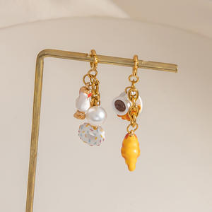 Colgantes de comida de acero inoxidable: taza de café, donut, llavero, cadena para bolso, accesorios de joyería DIY, regalo unisex, origen Yiwu - Product Image 2