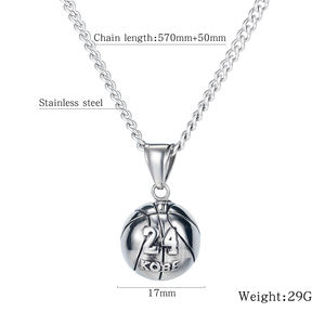 Mode Pria Baja Nirkarat Kobe <span class=keywords><strong>24</strong></span> Kalung Bintang Basket Mamba Hitam Liontin Kalung Memorial Souvenir Kalung - Product Image 2