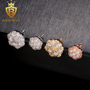 Nouvelle Collection – Boucles <span class=keywords><strong>d</strong></span>'oreilles tendance à visser en <span class=keywords><strong>argent</strong></span> sterling 925 plaqué or blanc, serties de moissanite et de diamants, style hip-hop, 10 mm et 12 mm - Product Image 4