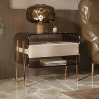 Table de chevet minimaliste italienne en acrylique INS, armoire de rangement moderne et simple de luxe léger