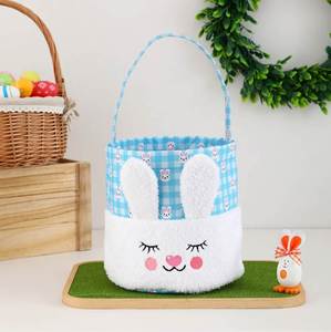Panier de Pâques en peluche avec monogramme brodé, adorable lapin aux oreilles tombantes, pour enfants, cadeau - Product Image 2