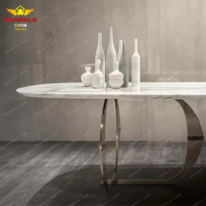 SPARKLE SPARKLE โต๊ะรับประทานอาหารหินอ่อนหรูหราฐานสแตนเลสเฟอร์นิเจอร์จัดงานแต่งงานห้องนั่งเล่นที่กําหนดเอง - Product Image 6