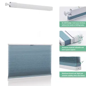 Customized Cordless Blue Color 26mm No Drill Blinds Honeycomb Cellular Shades