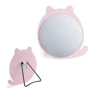 Espejo de Maquillaje Plegable de Metal Ajustable con Diseño de Gato Rosa Personalizado - Product Image 4