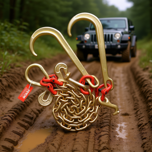 Cadena de Remolque Vevor G80 de 3/8 x 2 Pies con Gancho en J, Cadena en V, Gancho de Agarre Tipo T para Grúa, Capacidad de 15600 Libras - Product Image 2