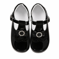 Chaussures Mary Jane à bride en T pour filles, en cuir verni, pour fêtes et mariages, avec nœud orné de pierres scintillantes