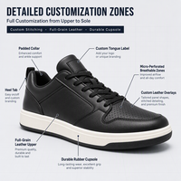 Sneakers Classiche Basse in Pelle Microfibra Triple White Black Morbide Traspiranti di Tendenza Moda con Rialzo Interno per Camminata