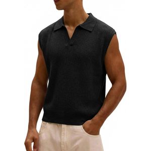 Camiseta sin Mangas de Lana Tejida para Hombre FOXA, Cuello Johnny, Camiseta de Playa de Verano, Transpirable, Ropa Casual para Hombre - Product Image 1